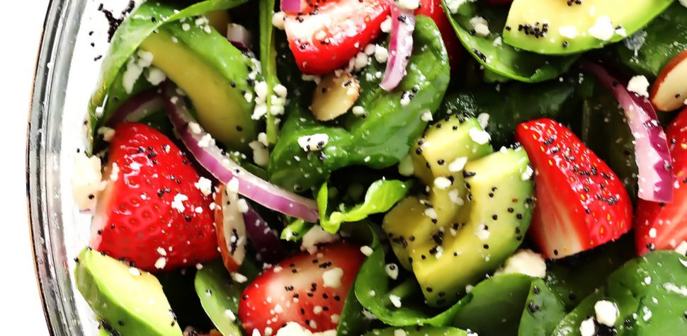 Avocado Strawberry Spinach Salad With Poppyseed Vinaigrette Recipe Thedirtygyro