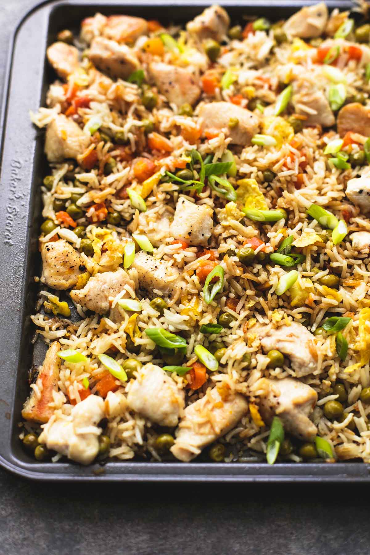 One Sheet Pan Chicken Fried Rice