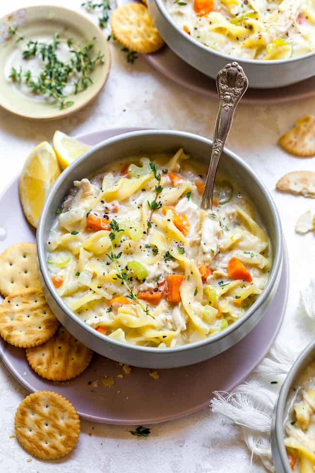 Creamy Chicken Noodle Soup - Two Peas & Their Pod.