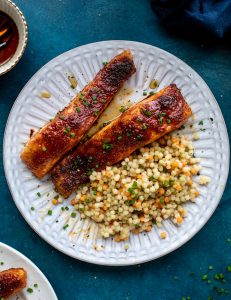 Maple BBQ Salmon – Maple BBQ Salmon with Brown Butter Couscous