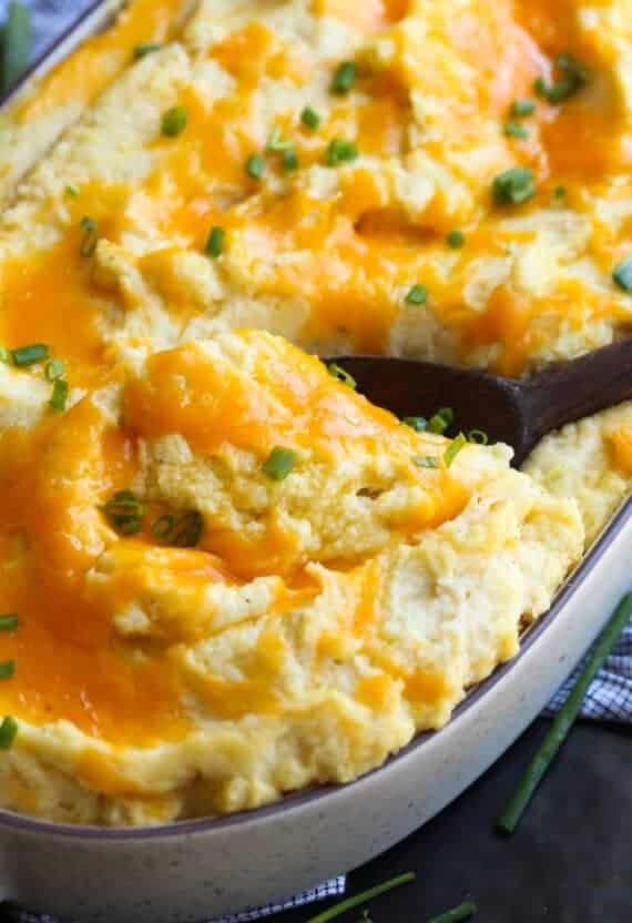 Cheesy Baked Mashed Potatoes | Cookies and Cups