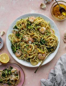 Garlic Sauce Pasta – Garlic Sauce Bucatini with Shirmp and Broccoli