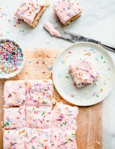 Cake Batter Blondies with Marshmallow Buttercream