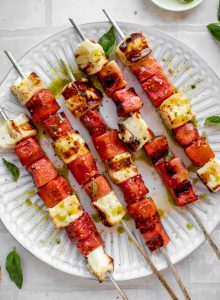 Watermelon Halloumi Skewers – Grilled Watermelon Halloumi Skewers