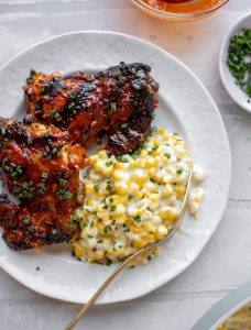 Chipotle BBQ Chicken with Creamed Grilled Corn Recipe