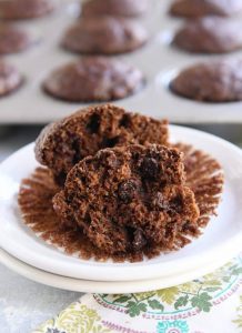 Double Chocolate Zucchini Muffins {Whole Grain}