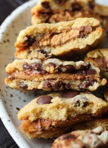 Chocolate Chip Peanut Butter Cup Cookie Sandwich