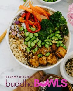 Roasted Tofu Buddha Bowl with Pineapple Teriyaki Sauce • Steamy Kitchen Recipes Giveaways