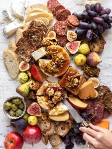 Fall Cheese Board with Bourbon Crackling Caramel
