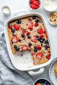 Triple Berries and Cream Baked Oatmeal