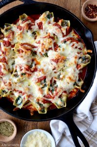 Stuffed Shells with Meat, Cheese and Spinach