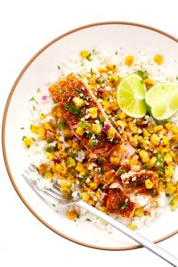 Chili Lime Salmon with Esquites (Mexican Creamy Corn Salsa)