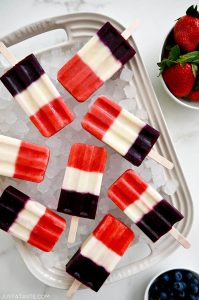 Red, White and Blue Fruit Popsicles