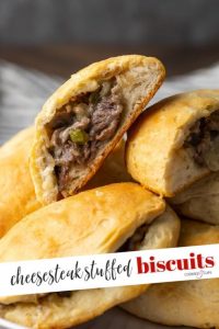 Philly Cheesesteak Stuffed Biscuits | Cookies and Cups