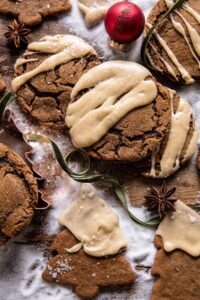 Soft Gingerbread Latte Cookies with Brown Butter Icing.