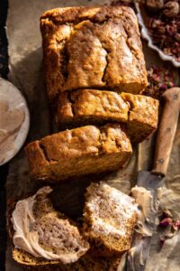 Maple Banana Bread with Cinnamon Spice Butter.