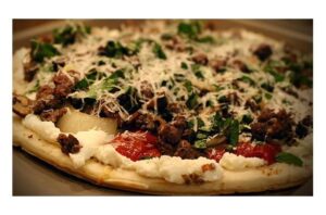 Elk Italian Sausage Pizza With Ricotta Cheese, Sautéd Mushrooms and Onion – Eat With Your Eyes