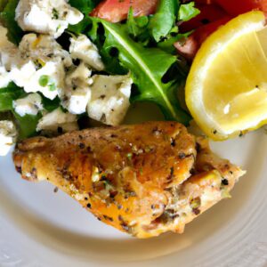 Lemon & Herb Roasted Chicken with Feta and Tomato Salad – Orektiko