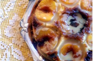 Upside Down Peach Cake With Ginger Infused Maple Cream Sauce – Eat With Your Eyes
